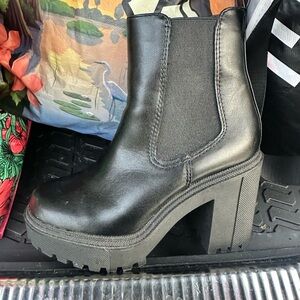 Black Chunky Heel Ankle Boots
